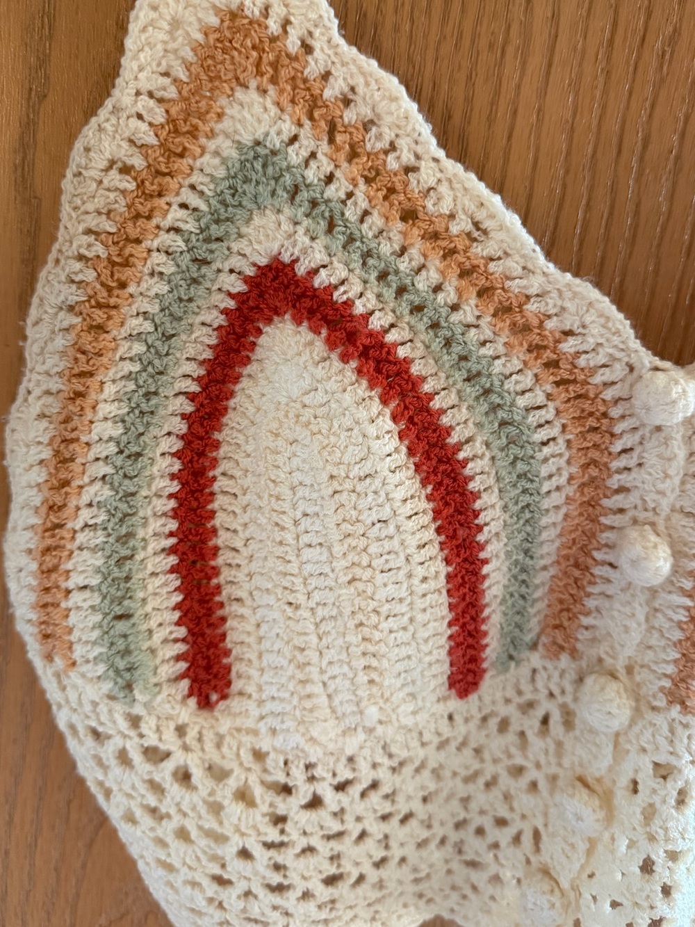 POL Crochet Boho Crop Top Bralette Cream Multicolor Striped Festival Tank Size M - Picture 4 of 10